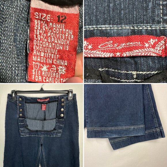 Coz Jeans Flare Leg Button Flap Closure 30x31 Women's 12 stretch dark wash Y2K - Picture 5 of 13